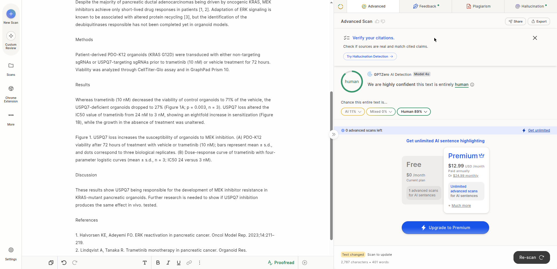 aihumanize.io GPTZero evaluation showing 11 percent AI