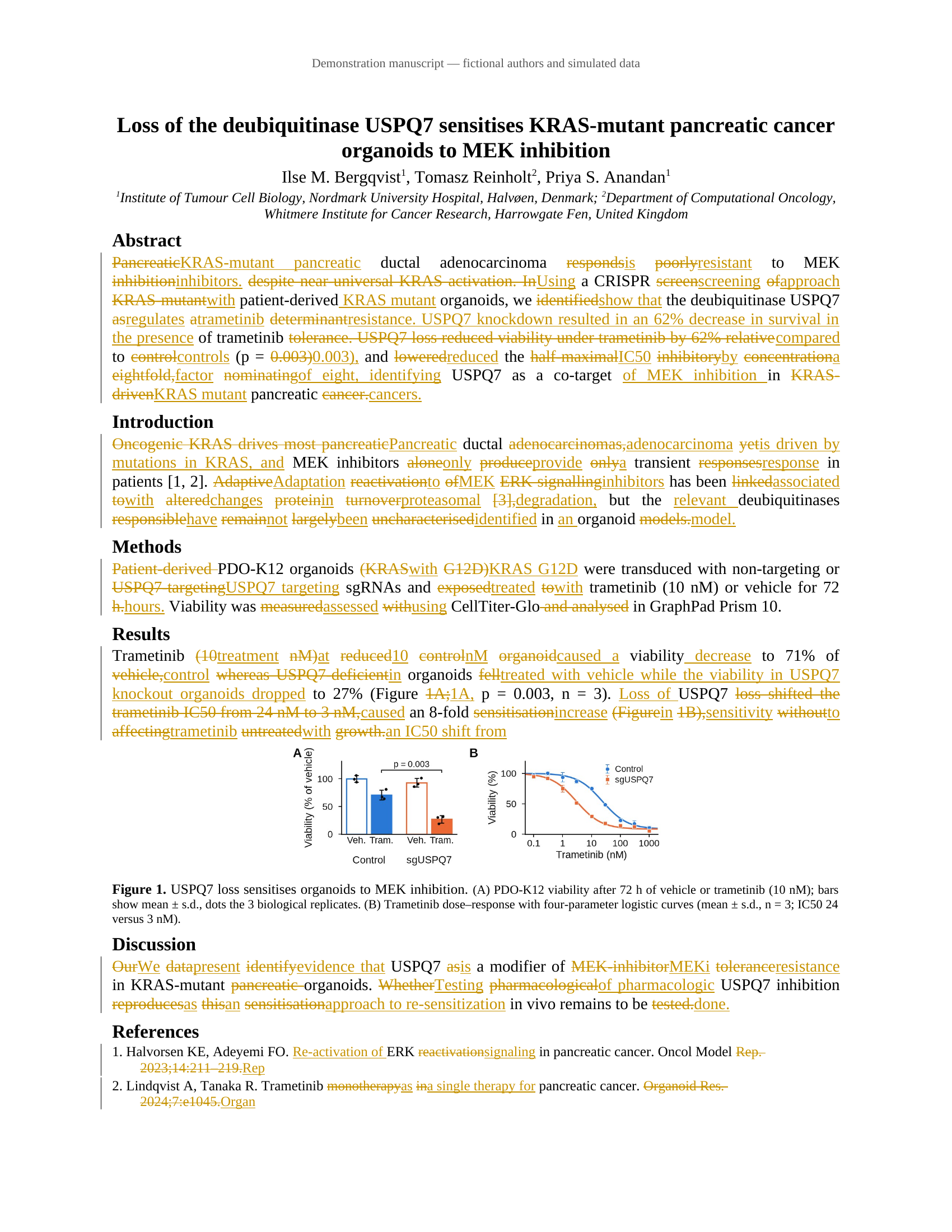 BypassDoc.pro tracked changes output comparison showing truncated text and references
