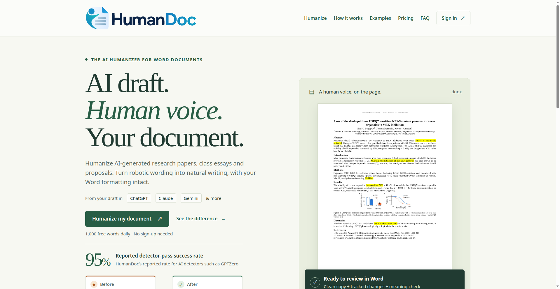 HumanDoc web upload interface